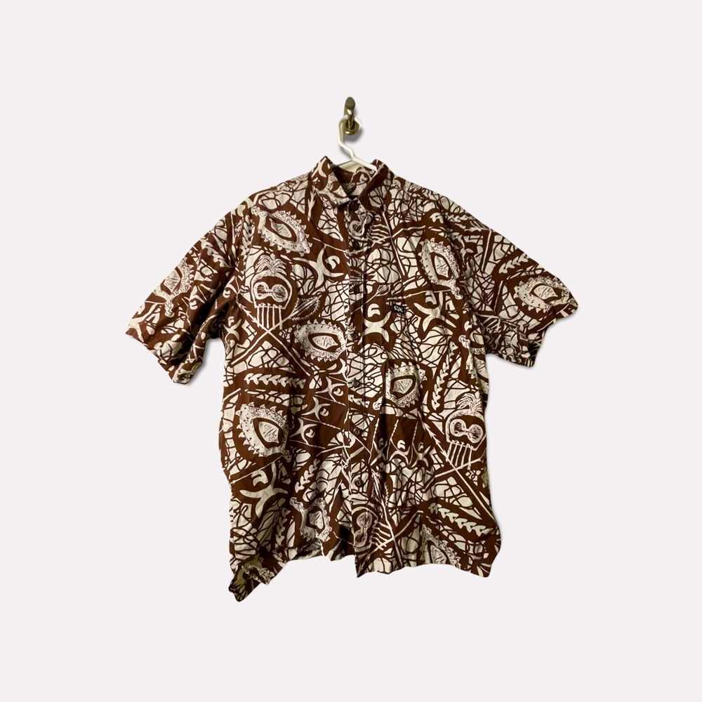 Rix brown XL aloha shirt made in Hawaii